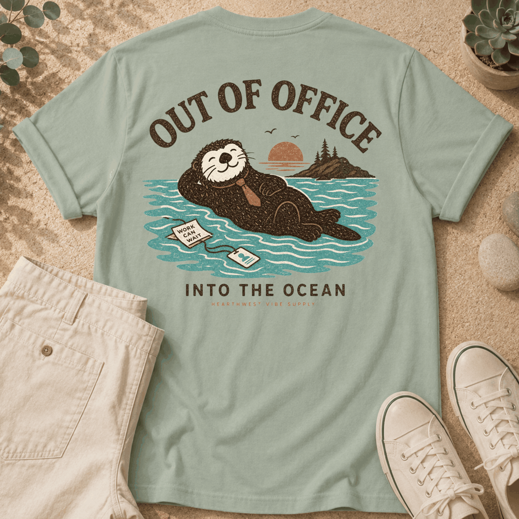 Otter "Out of Office" T-Shirt — Relaxing Ocean Escape Tee