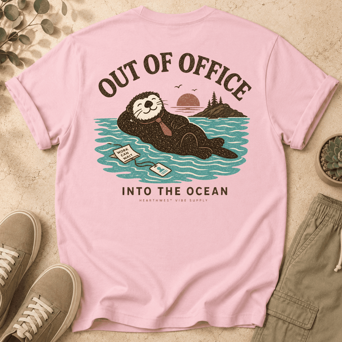 Otter "Out of Office" T-Shirt — Relaxing Ocean Escape Tee