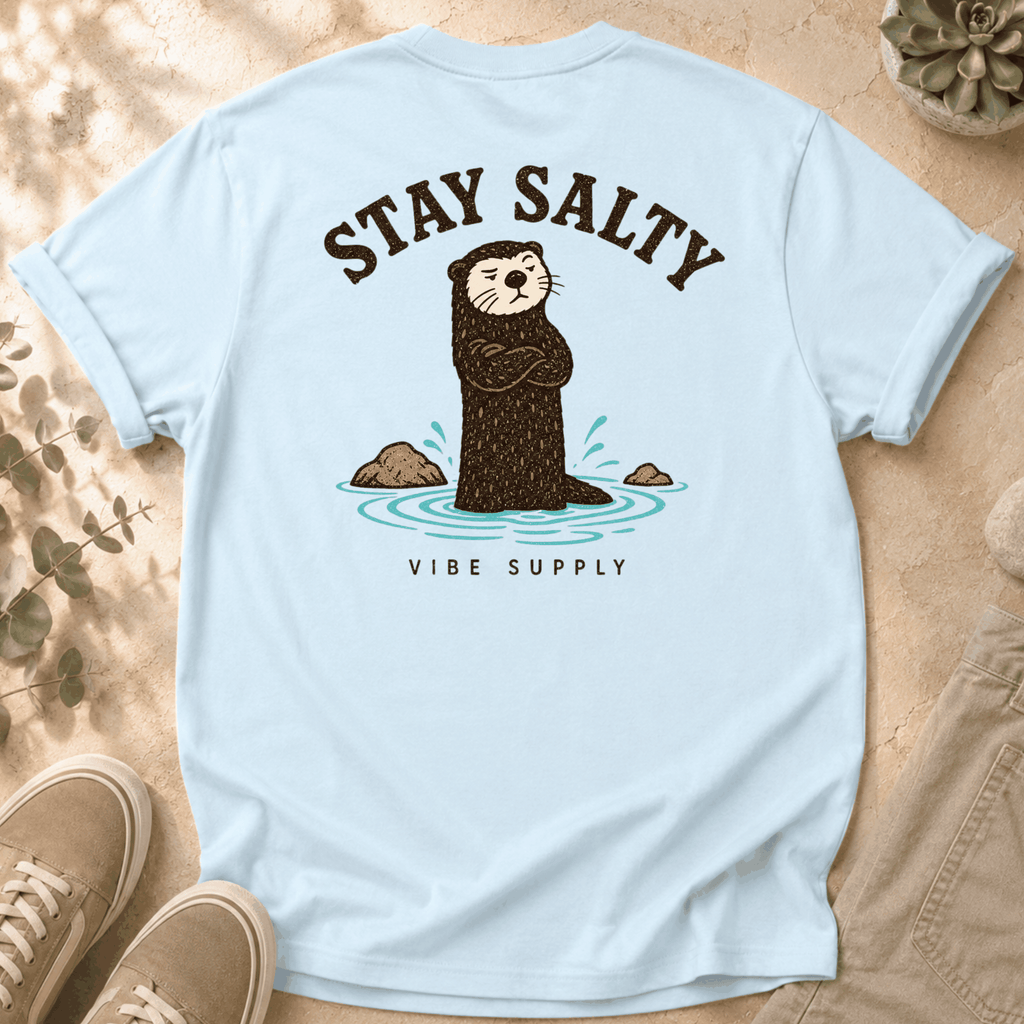 Stay Salty Otter T-Shirt — Cute Coastal Graphic Tee ("Stay Salty")