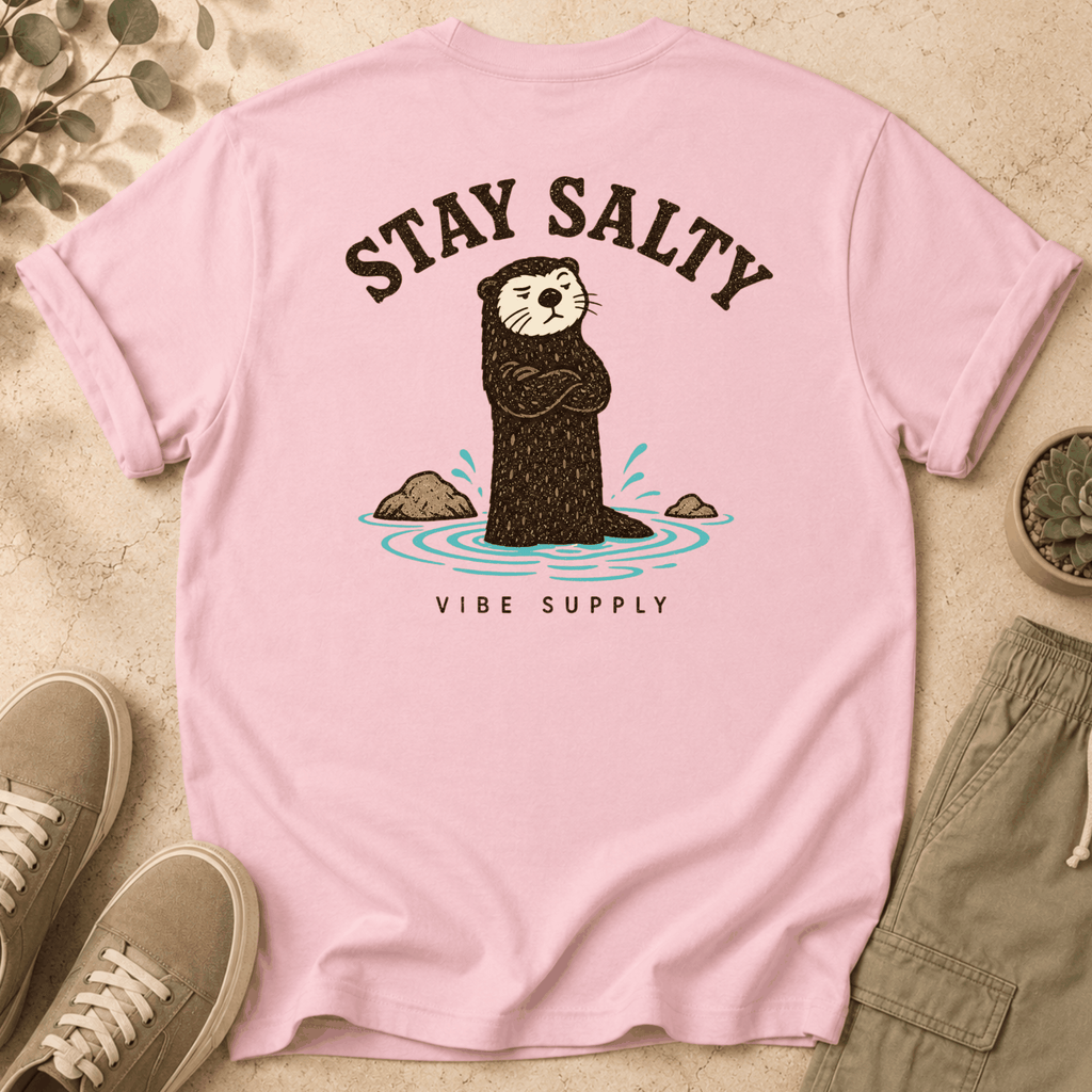 Stay Salty Otter T-Shirt — Cute Coastal Graphic Tee ("Stay Salty")