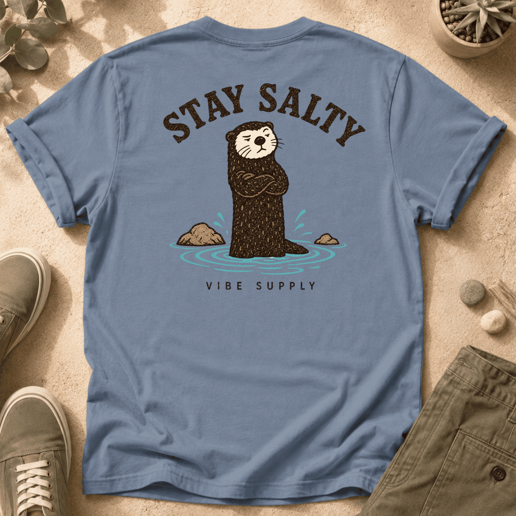 Stay Salty Otter T-Shirt — Cute Coastal Graphic Tee ("Stay Salty")