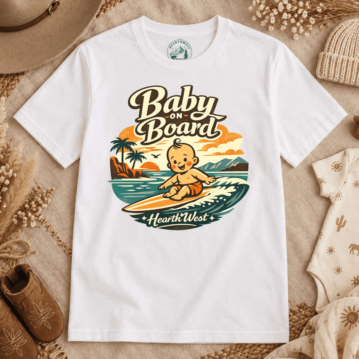 Baby on Board T-Shirt — Retro Surf Baby Graphic Tee