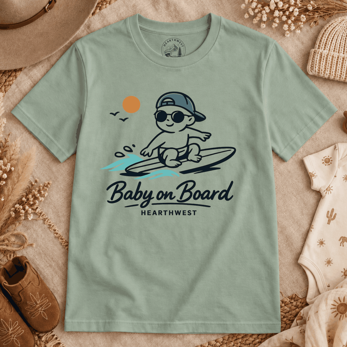 Baby on Board T-Shirt — Cute Surfing Baby Graphic Tee