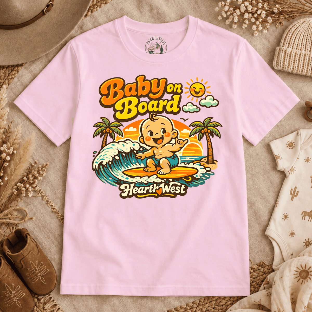 Baby on Board Surf T-Shirt — Retro Beach Baby Tee