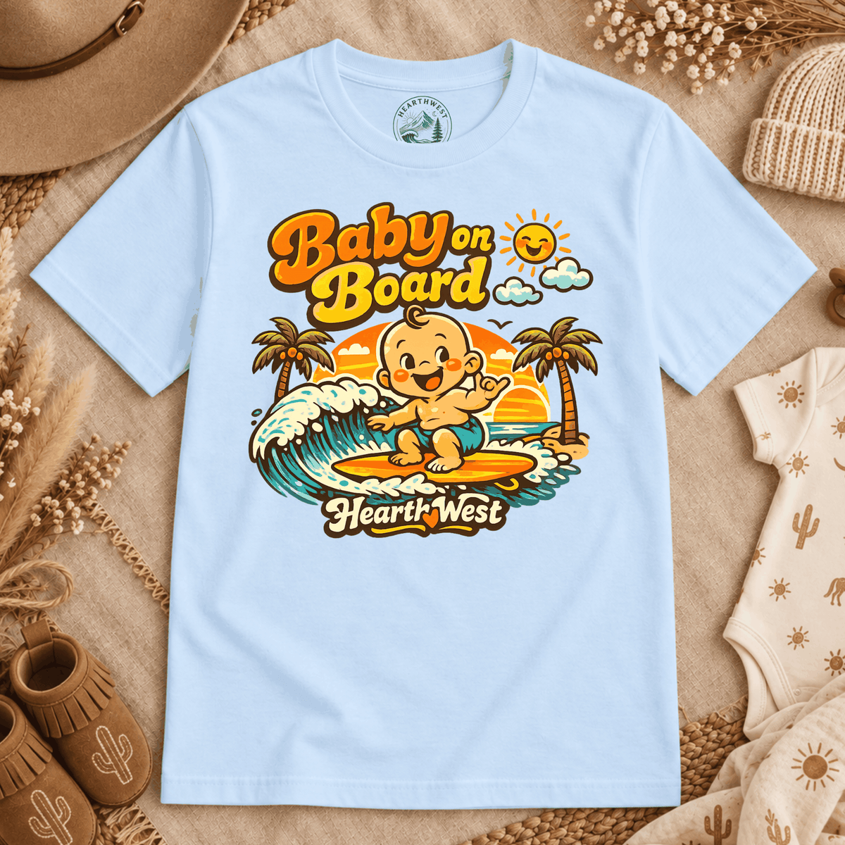 Baby on Board Surf T-Shirt — Retro Beach Baby Tee