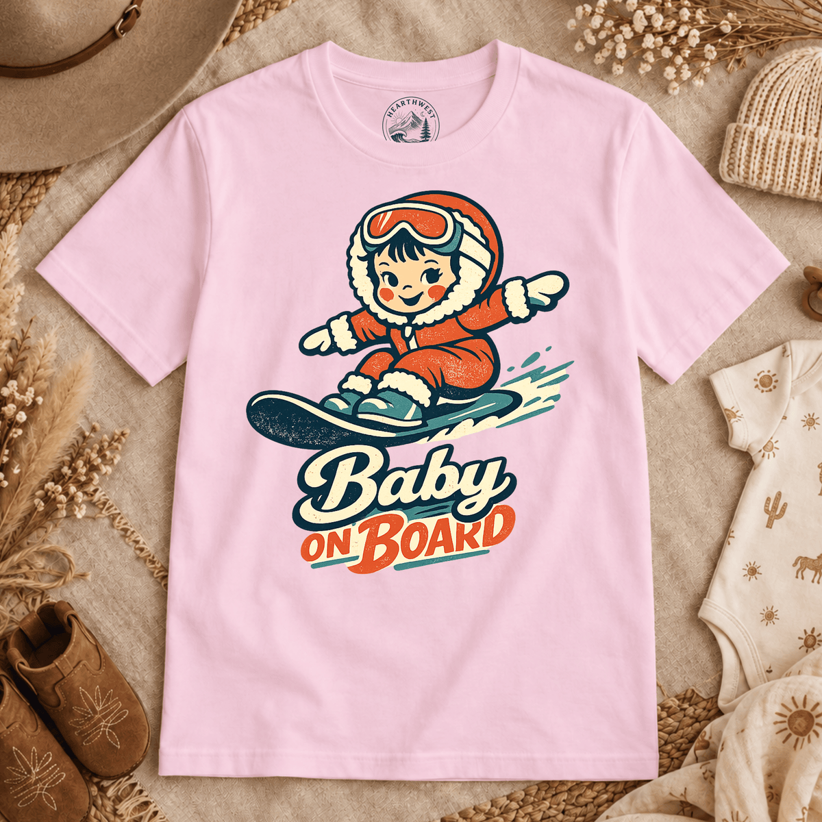 Baby on Board Retro Ski T-Shirt