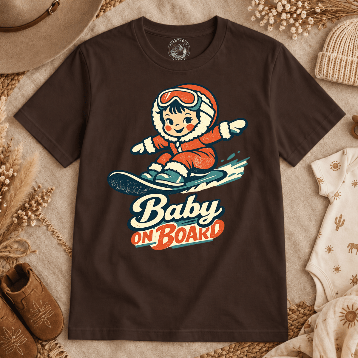Baby on Board Retro Ski T-Shirt