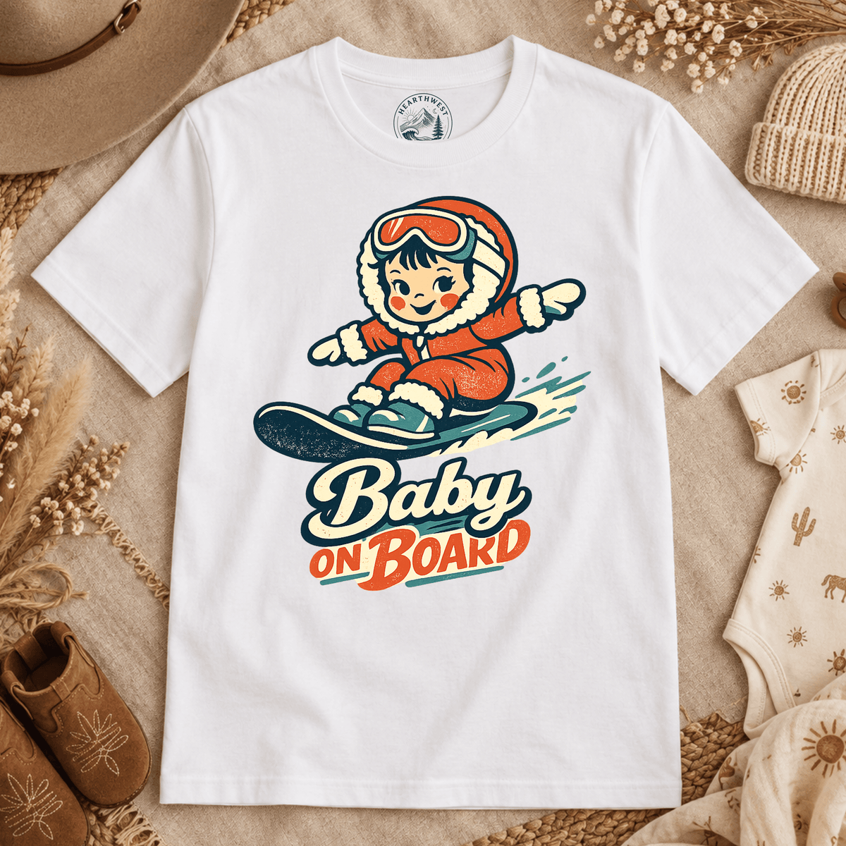 Baby on Board Retro Ski T-Shirt