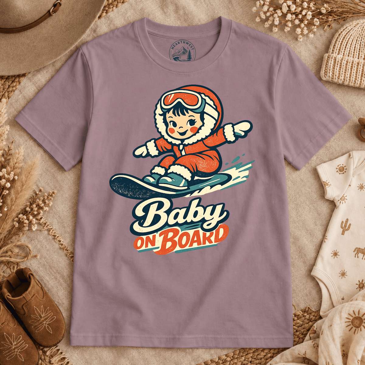Baby on Board Retro Ski T-Shirt