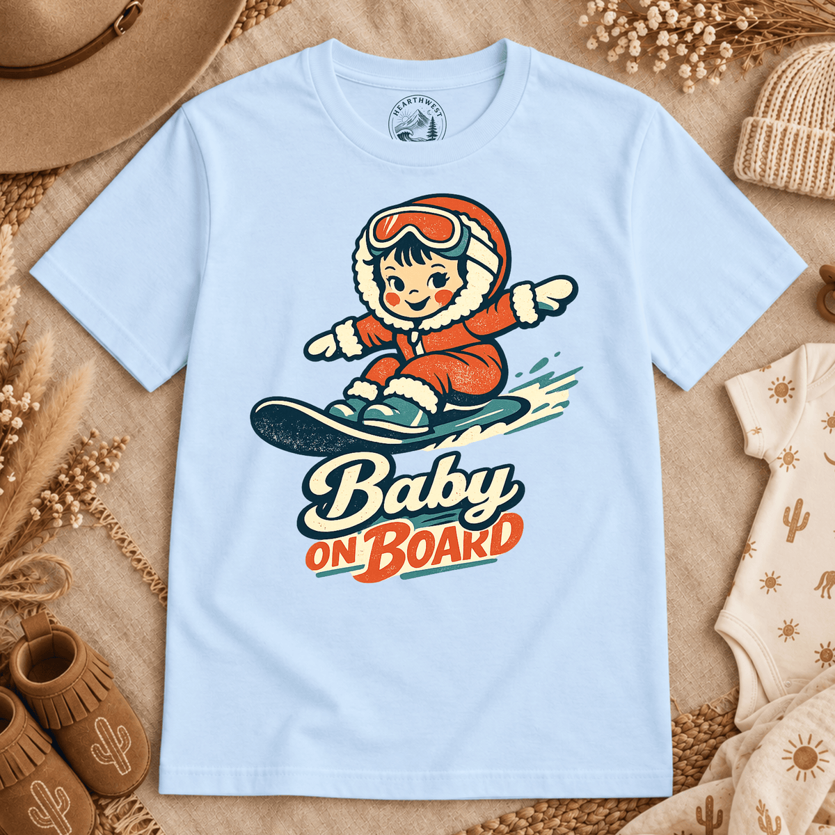 Baby on Board Retro Ski T-Shirt