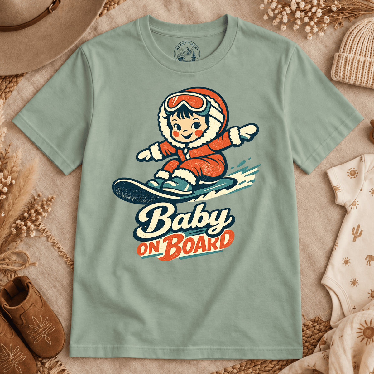 Baby on Board Retro Ski T-Shirt