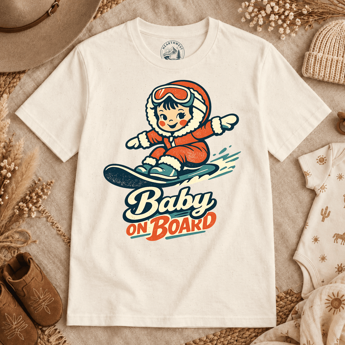 Baby on Board Retro Ski T-Shirt