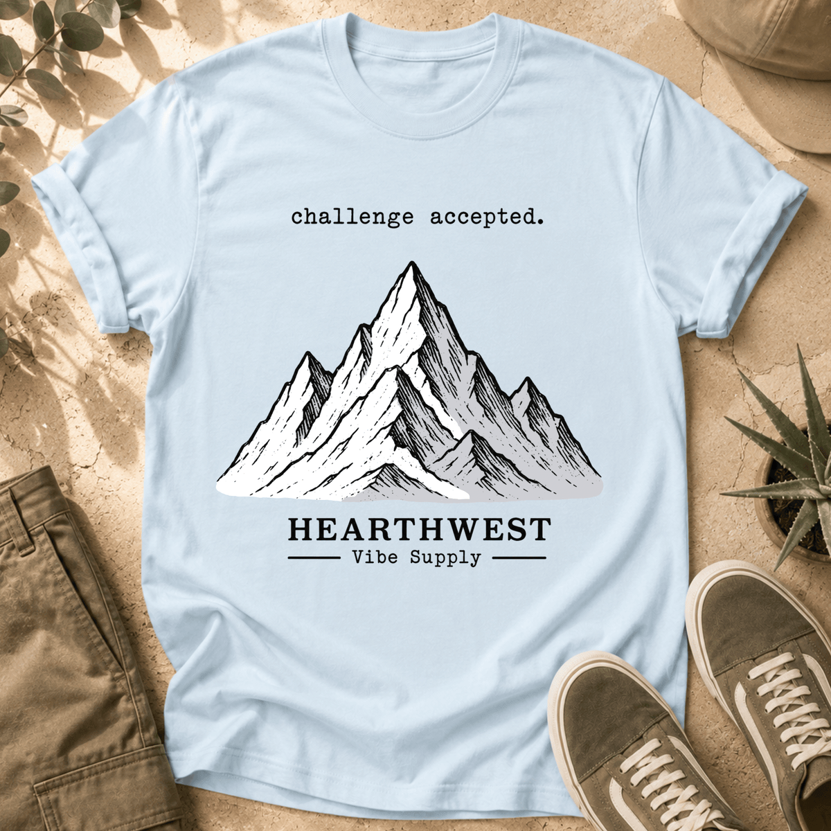 Mountain Graphic T-Shirt — "challenge accepted." Adventure Tee