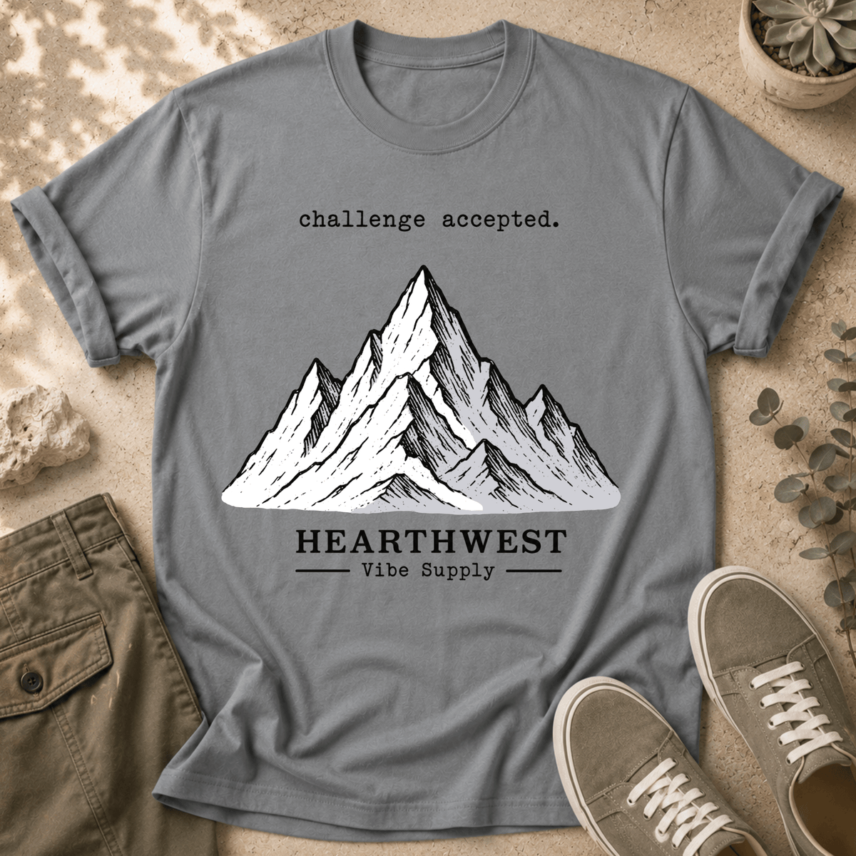 Mountain Graphic T-Shirt — "challenge accepted." Adventure Tee