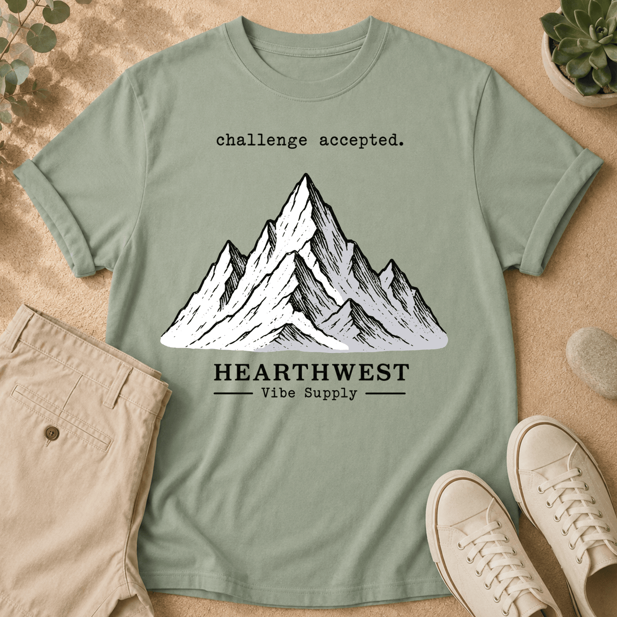 Mountain Graphic T-Shirt — "challenge accepted." Adventure Tee