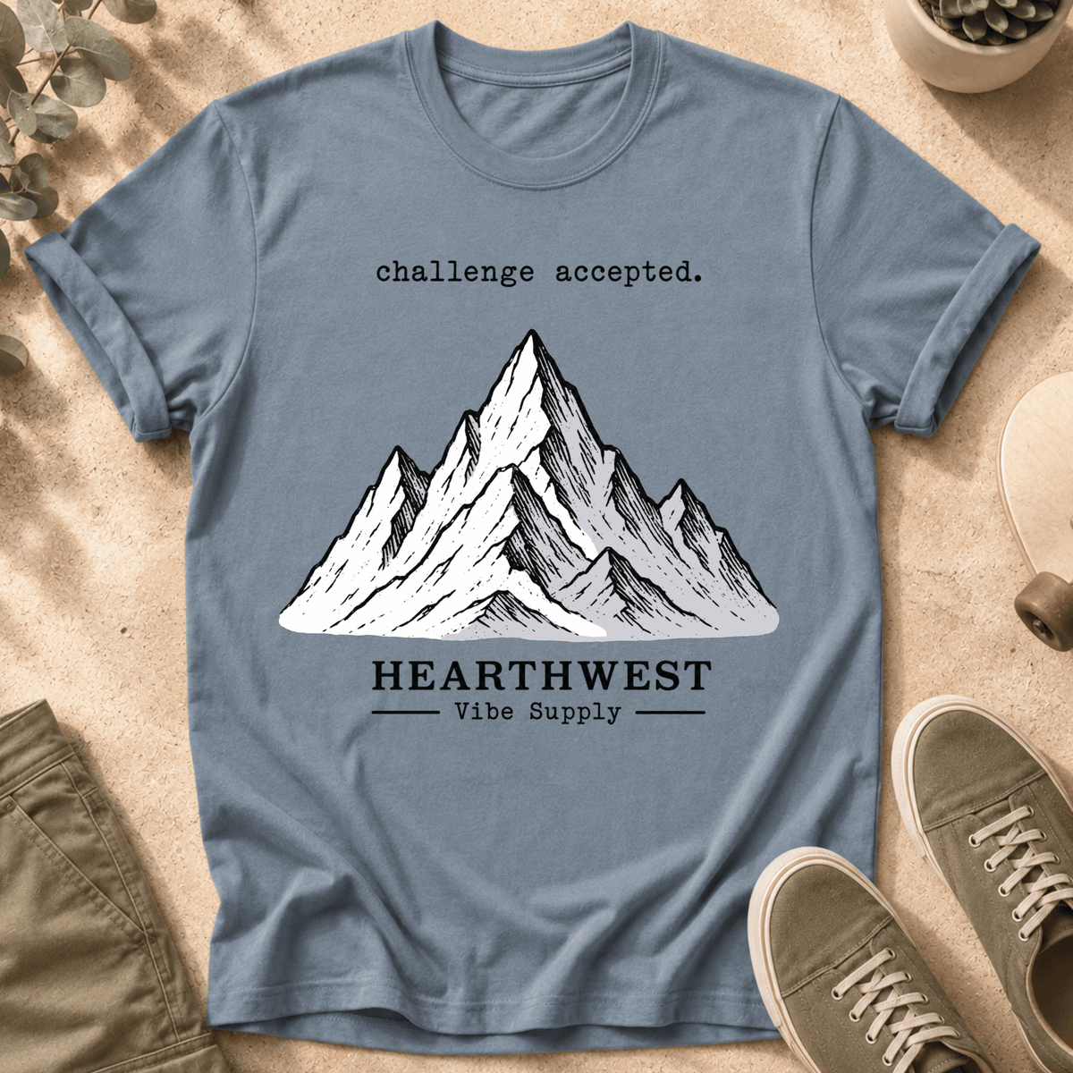 Mountain Graphic T-Shirt — "challenge accepted." Adventure Tee