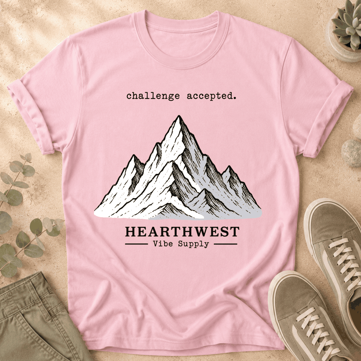 Mountain Graphic T-Shirt — "challenge accepted." Adventure Tee